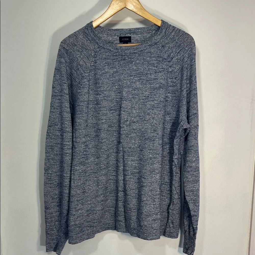 J. Crew luxury linen cotton Blue Knit Top